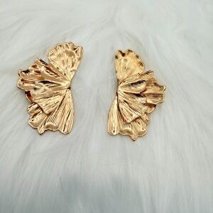 Textured Gold Floral Petal Earrings for Women